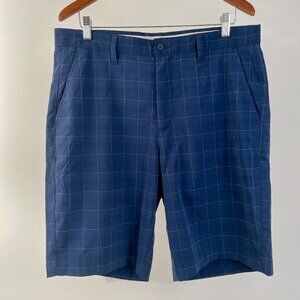 Men's Sunice Stormpack Flat Front Golf Shorts, Navy Blue Check, Size 34
